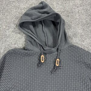 Zaitun Textured Knit Hoodie Mens M Grey Basket Weave Pullover Sweater